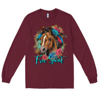 Burgundy free spirit quarter horse floral Long Sleeve Tee - LillyAllenDesigns