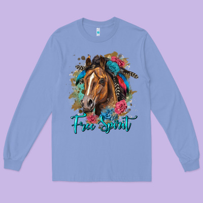 Free Spirit Quarter Horse Floral Long Sleeve Tee Designed By Lillyallendesigns