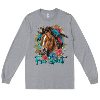 Heather Grey free spirit quarter horse floral Long Sleeve Tee - LillyAllenDesigns