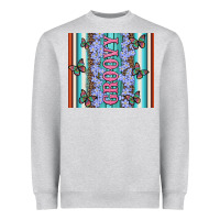 Heather Grey groovy with flowers and Butterflies Heavyweight Sweatshirt - Artiststas