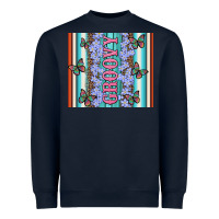 Navy groovy with flowers and Butterflies Heavyweight Sweatshirt - Artiststas