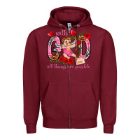Burgundy with god all things are possible Zipper Hoodie - NancyCooperArtShop