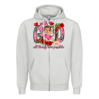 Dove Grey with god all things are possible Zipper Hoodie - NancyCooperArtShop
