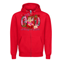 Red with god all things are possible Zipper Hoodie - NancyCooperArtShop