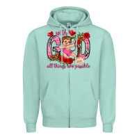 Seafoam with god all things are possible Zipper Hoodie - NancyCooperArtShop