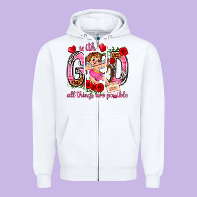With God All Things Are Possible Zipper Hoodie Designed By Nancycooperartshop