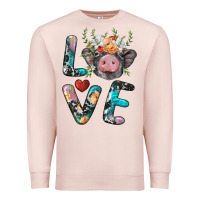 Pale Pink pig love Premium Sweatshirt - BarkalooDesign