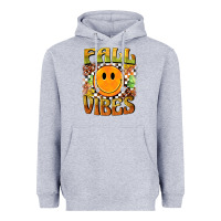 Heather Grey fall vibes smiley face Heavyweight Hoodie - BarkalooDesign