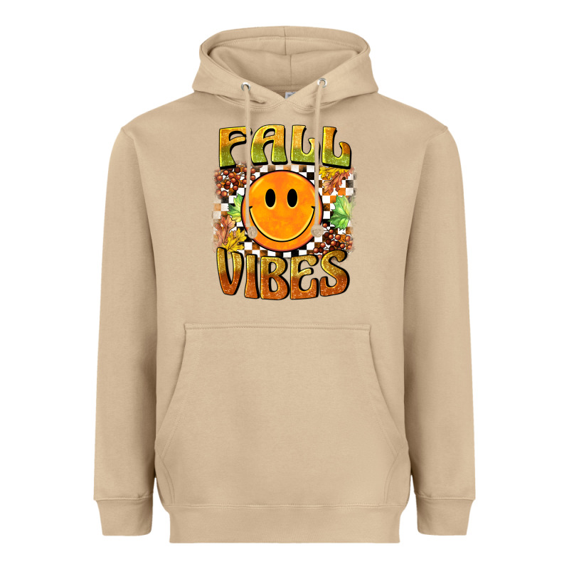 Fall Vibes Smiley Face Heavyweight Hoodie by BarkalooDesign | Teevron