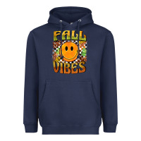 Navy fall vibes smiley face Heavyweight Hoodie - BarkalooDesign