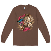 Chestnut Floral Appaloosa Horse With Feathers Long Sleeve Tee - LillyAllenDesigns
