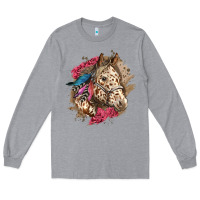 Heather Grey Floral Appaloosa Horse With Feathers Long Sleeve Tee - LillyAllenDesigns