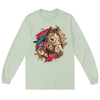 Matcha Floral Appaloosa Horse With Feathers Long Sleeve Tee - LillyAllenDesigns