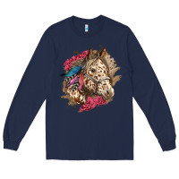 Navy Floral Appaloosa Horse With Feathers Long Sleeve Tee - LillyAllenDesigns