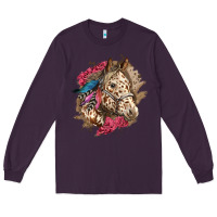 Plum Floral Appaloosa Horse With Feathers Long Sleeve Tee - LillyAllenDesigns