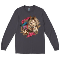 Smoke Floral Appaloosa Horse With Feathers Long Sleeve Tee - LillyAllenDesigns