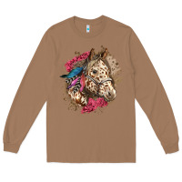 Toasted Coconut Floral Appaloosa Horse With Feathers Long Sleeve Tee - LillyAllenDesigns