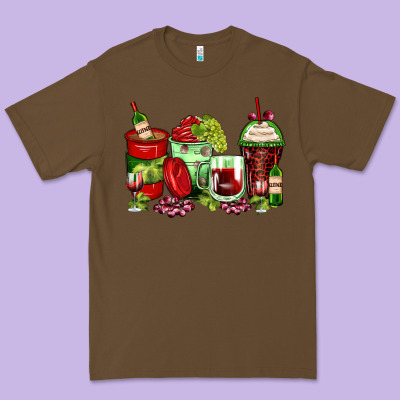 Wine Coffee Cups Premium Tee Designed By Zillion Design Studio
