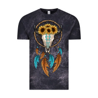 Cloud Black dreamer catcher bull skull Vintage Tee - JahusDesignShop