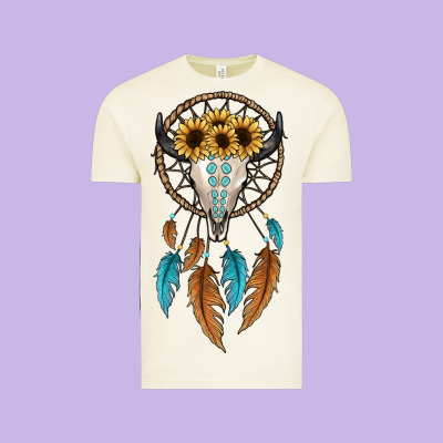Dreamer Catcher Bull Skull Vintage Tee Designed By Jahusdesignshop