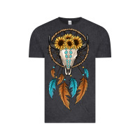 Vintage Black dreamer catcher bull skull Vintage Tee - JahusDesignShop
