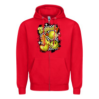 Red vintage softball Zipper Hoodie - MaliasSmallBusiness