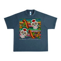Midnight Navy sugar skull seamless pattern Urban Heavy Tee - BundleAndBundleShop