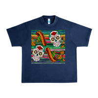 Navy sugar skull seamless pattern Urban Heavy Tee - BundleAndBundleShop