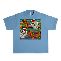 Pebble Blue sugar skull seamless pattern Urban Heavy Tee - BundleAndBundleShop
