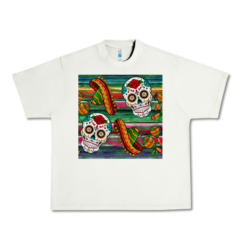 Sugar Skull Seamless Pattern Urban Heavy Tee by BundleAndBundleShop | Teevron