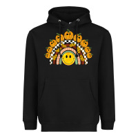 Black fall smiley face groovy rainbow Heavyweight Hoodie - BarkalooDesign