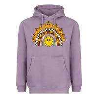 Lavender fall smiley face groovy rainbow Heavyweight Hoodie - BarkalooDesign