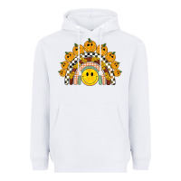 White fall smiley face groovy rainbow Heavyweight Hoodie - BarkalooDesign