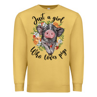 Antique Gold just a girl who loves pigs floral wreath Premium Sweatshirt - BarkalooDesign