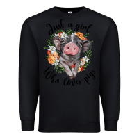 Black just a girl who loves pigs floral wreath Premium Sweatshirt - BarkalooDesign