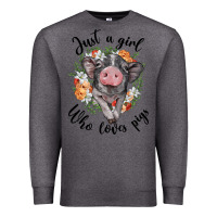 Charcoal Heather just a girl who loves pigs floral wreath Premium Sweatshirt - BarkalooDesign
