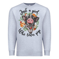 Heather Grey just a girl who loves pigs floral wreath Premium Sweatshirt - BarkalooDesign