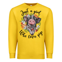 Lemon just a girl who loves pigs floral wreath Premium Sweatshirt - BarkalooDesign
