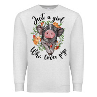 Oatmeal Heather just a girl who loves pigs floral wreath Premium Sweatshirt - BarkalooDesign