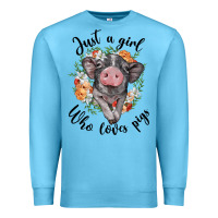 Ocean Blue just a girl who loves pigs floral wreath Premium Sweatshirt - BarkalooDesign