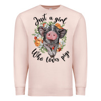 Pale Pink just a girl who loves pigs floral wreath Premium Sweatshirt - BarkalooDesign