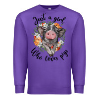 Purple just a girl who loves pigs floral wreath Premium Sweatshirt - BarkalooDesign