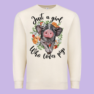 Just A Girl Who Loves Pigs Floral Wreath Premium Sweatshirt Designed By Barkaloodesign