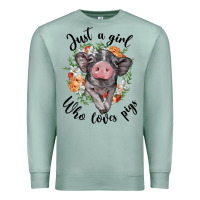 Seafoam just a girl who loves pigs floral wreath Premium Sweatshirt - BarkalooDesign
