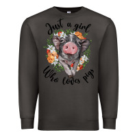 Smoke just a girl who loves pigs floral wreath Premium Sweatshirt - BarkalooDesign