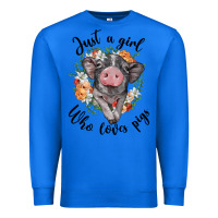 True Royal just a girl who loves pigs floral wreath Premium Sweatshirt - BarkalooDesign
