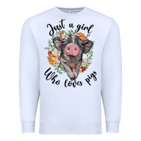White just a girl who loves pigs floral wreath Premium Sweatshirt - BarkalooDesign