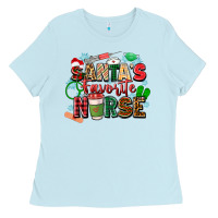 Baby Blue santa's favorite nurse Ladies Tee - Zillion Design Studio