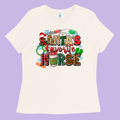 Santa's Favorite Nurse Ladies Tee Designed By Zillion Design Studio