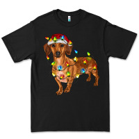 Black dachshund with christmas lights Premium Tee - RanaPortraitStore